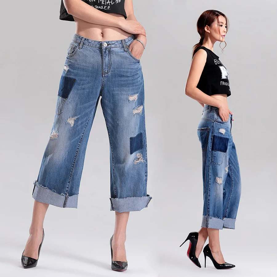 NEW 2016 SUMMER HIGH WAIST STYLE BOYFRIENDS JEANS WITH