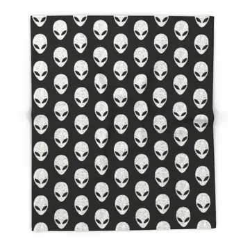 

Blanket Custom Glitter Grey Aliens Fleece Blanket Sofa/Bed/Plane Travel Plaids Bedding Towel