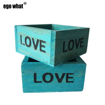 

Garden Supplies 10Pcs LOVE Design Meat Plant Pot Wood Nursery Pots Garden Small Wooden Planting Blue Flower Pot