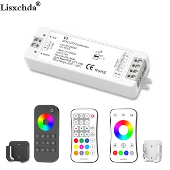 

DC12-24V RF 2.4G RGB Controller Led Strip RGB Controller Wireless RF Remote Controller With Remote Wall Holder for LED Strip