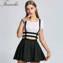 Resultado de imagem para Cockcon retro oco mini skater bonito mulheres roupas suspender cintas saia de cintura alta