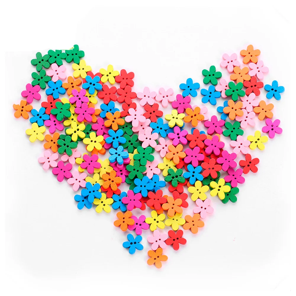 

200pcs/ packge solar flowers shape wood buttons 15mm button children's buttons