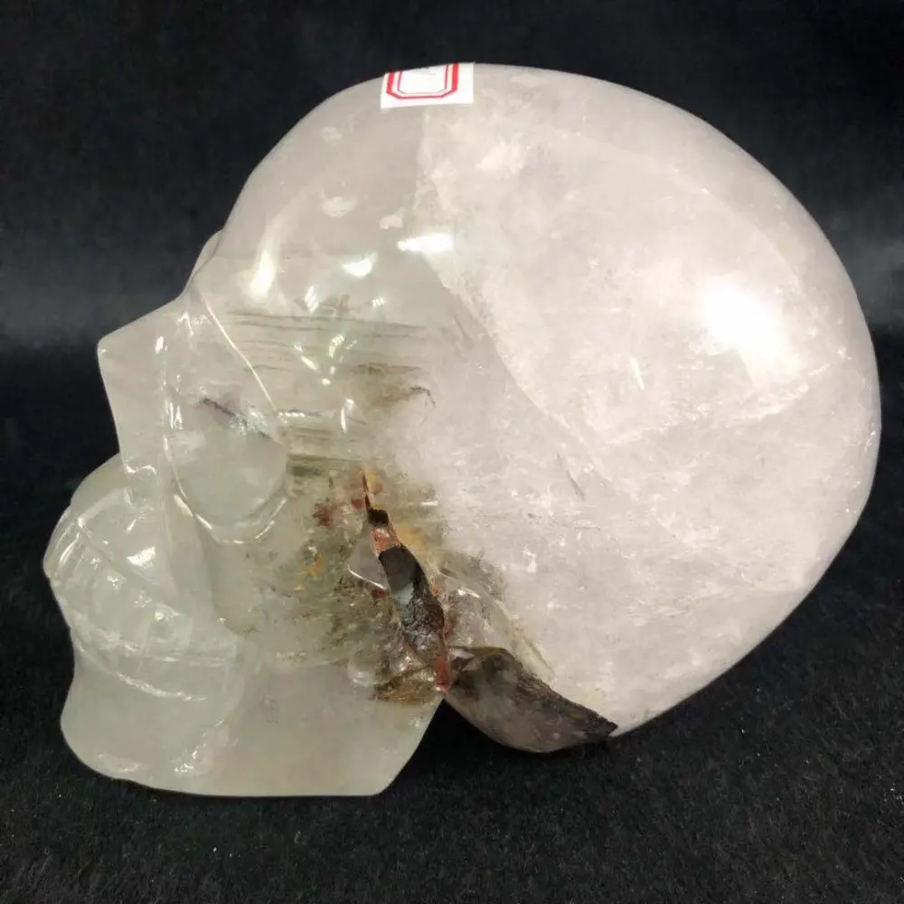 

2.8kg Natural Clear Quartz Skull Green Phantom Stone Crystal Reiki skull For Sale FMX