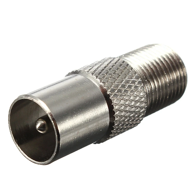 Silver F Type Female Screw Plug To TV Aerial RF Coaxial Male Connector