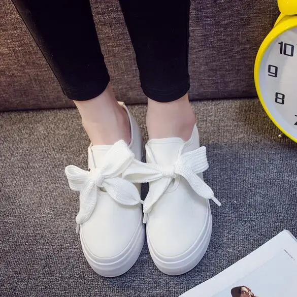 Buy Korean Fashion Women Lace Up Canvas Flats Ladies