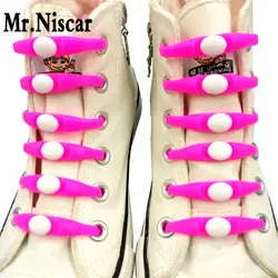 Mr. niscar/1 компл./12 шт. розовый эластичные силиконовые шнурки стрелки формы Для мужчин Для женщин детей Повседневное Спорт без галстука шнурки