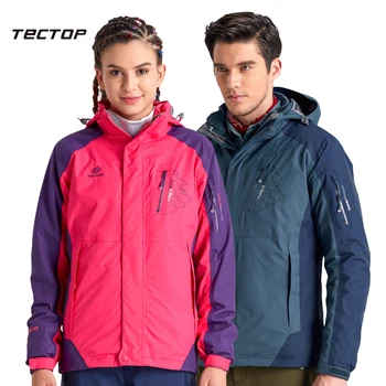 

Tectop male men Women shell+Liner Two pieces outdoor jacket thicken thermal waterproof windproof keep warm hiking camping coat