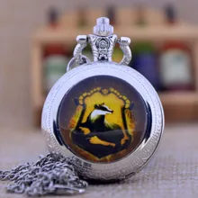 Хогвартс Гарри Поттер Hufflepuff школьный барсук черный/Бронзовый/серебристый стеклянный купол кварцевые карманные часы ожерелье для мужчин и женщин детский подарок