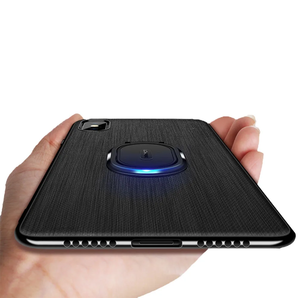 

Luxury Car Bracket Ring Magnetic Thin Leather Cloth Case For iphone Xr Xs MAX 6 6s 7 8 Plus Shockproof Case With Ring Holder