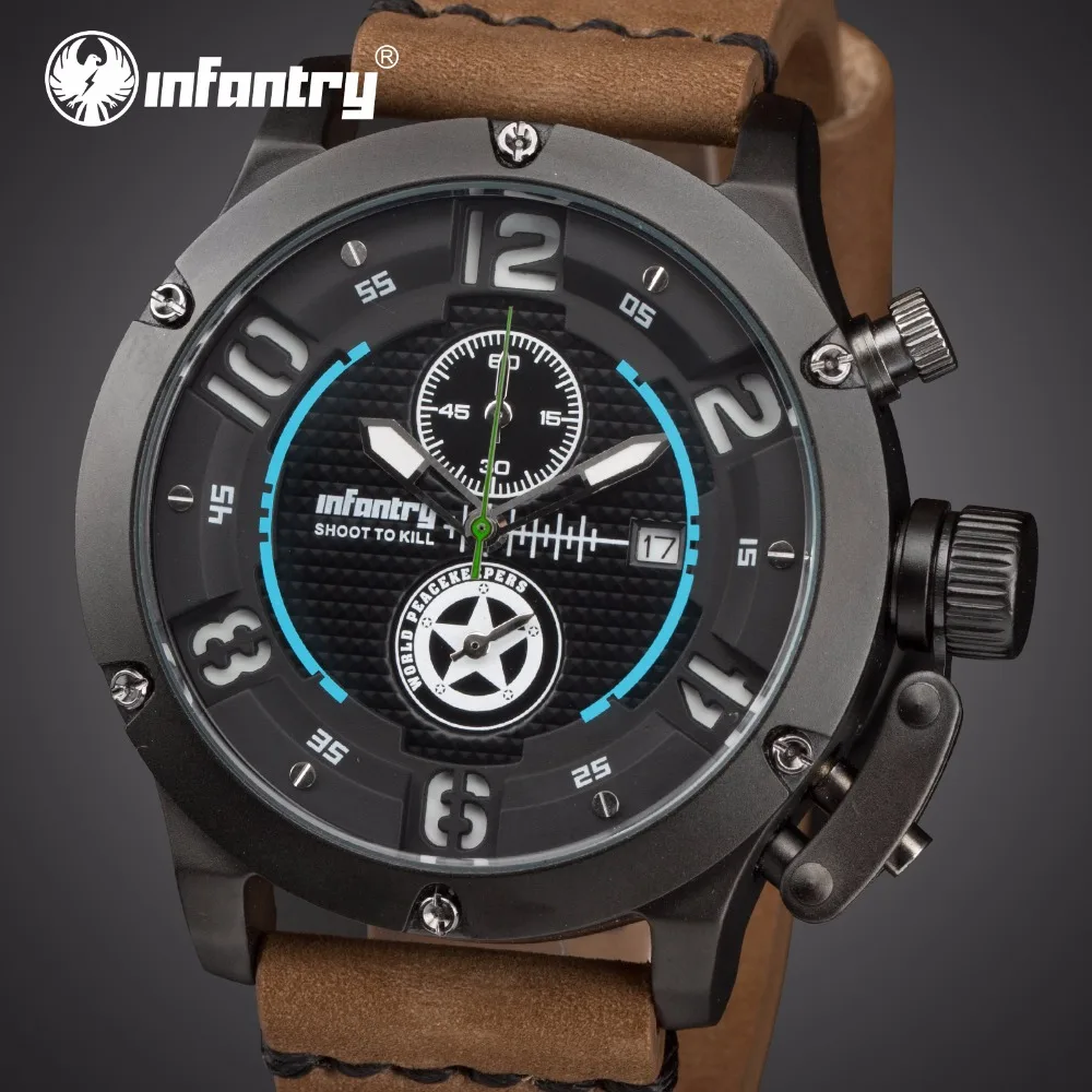 

INFANTRY Mens Watches Top Brand Luxury Chronograph Military Watch Men Tactical Leather Sport Watches for Men Relogio Masculino