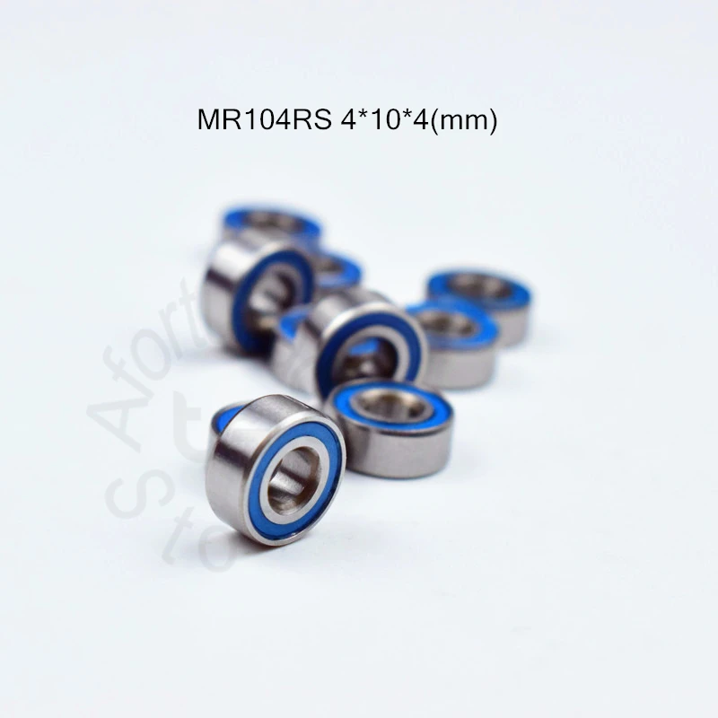 MR104RS 4*10*4(mm) 10pieces free shipping bearing ABEC-5 bearingS Metal Sealed Mini Bearing MR MR104RS chrome steel bearings 10pcs 5x10x4mm metal mr105 2rs abec 5 small mini blue rubber sealed two sides miniature round steel bearings pulley axletree