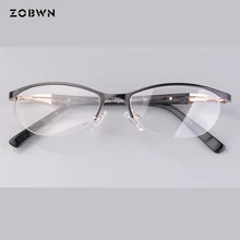 ZOBWN классический полуободок Бабочка Форма линзы супер светильник нержавеющая сталь красный черный коричневый женские очки для близорукости линзы