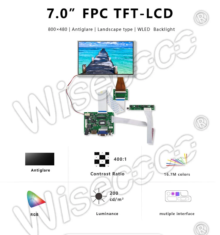 7,0 дюймовый дисплей TFT lcd A070VW04 V0 разрешение 800x480 60 pin с пультом дистанционного управления