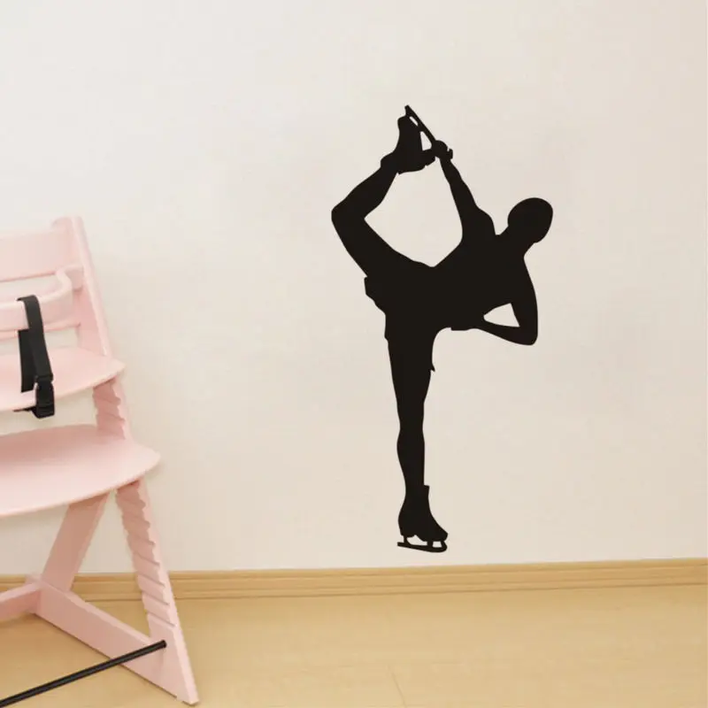 Ice Skating Skater Wall Art Decals Quotes Removable Vinyl Black Wall