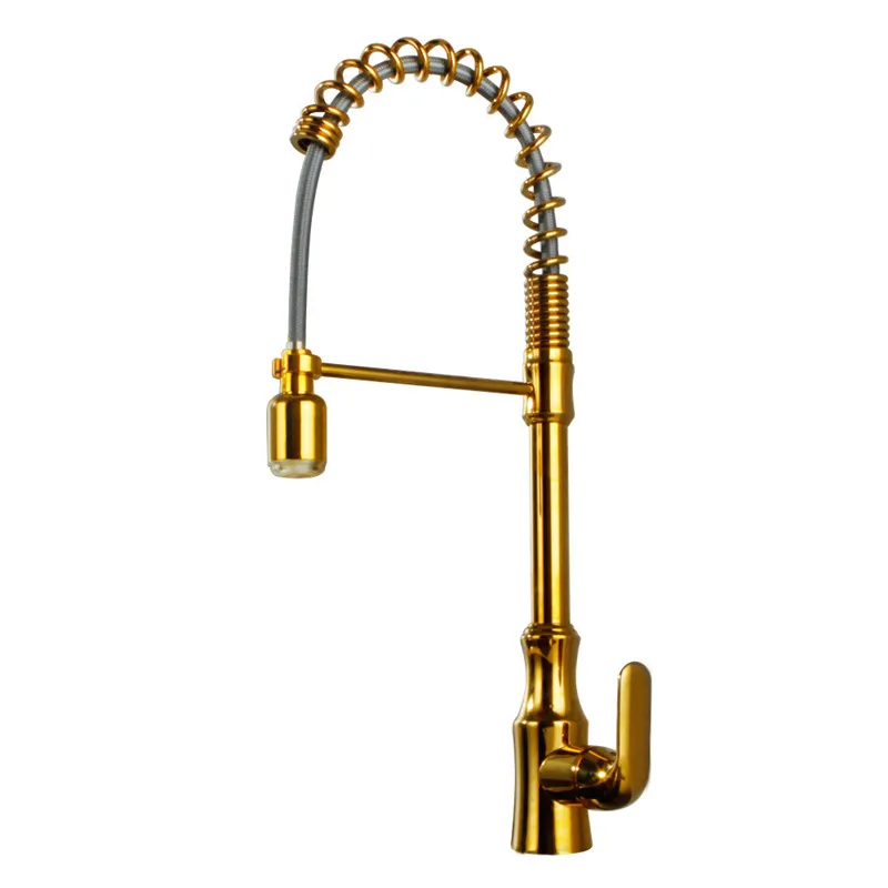 Kitchen Sink Faucet Brass Pull Out/Down Golden Sink Mixer Tap With LED Light Single Handle Hot & Cold Rotate Kitchen Crane Mixer Kitchen Sink Faucet Brass Pull Out/Down Golden Sink Mixer Tap With LED Light Single Handle Hot & Cold Rotate Kitchen Crane Mixer