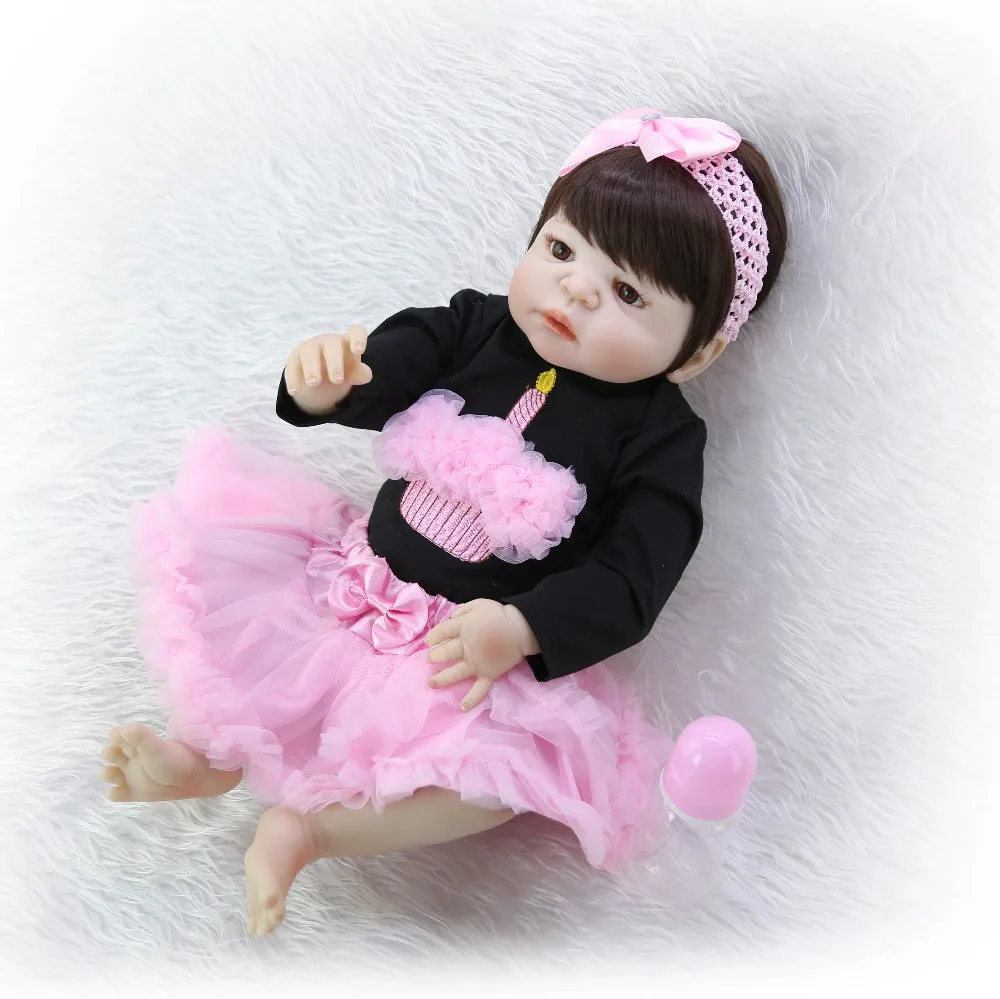 23 "Reborn baby bonecas infantil meninas реалистичный полный тела силиконовые виниловые куклы reborn girl Для Детский Рождественский подарок