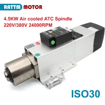 

ISO30 4.5KW ATC Air cooled spindle motor 24000RPM 220V, 380V Automatic Tool Change spindle for woodworking cnc router Square