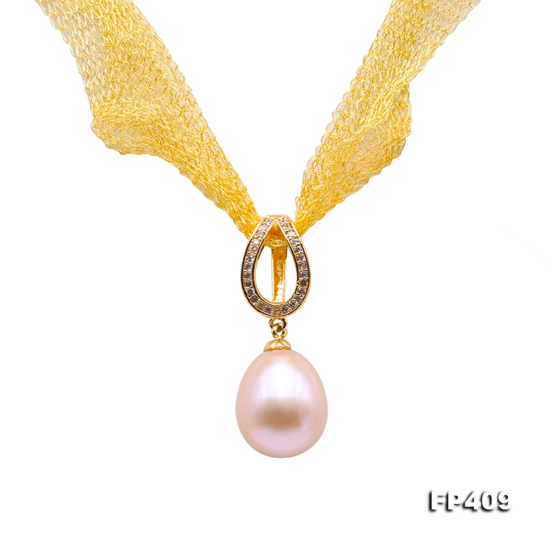 

Unique Pearls jewellery Store Perfect AA 11.5-13.5MM Pink Color Rice Freshwater Pearl Pendant Necklace Yellow Silk Jewelry