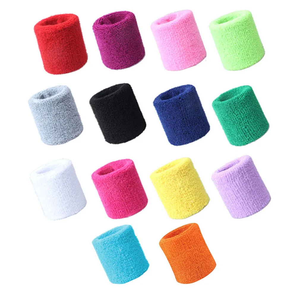 

1 Pair Sports Wrist Support Brace Wrap Sweatbands Wristband Tennis Squash Badminton Gym Football Soft Cotton Fiber Wrist Bands