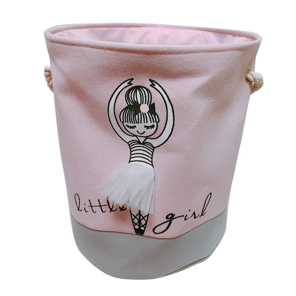 

Laundry Holder Sundries Organizer Print Storage Basket Convenient Foldable Kids Toys Container Standing With Handle Bag Cute Bow