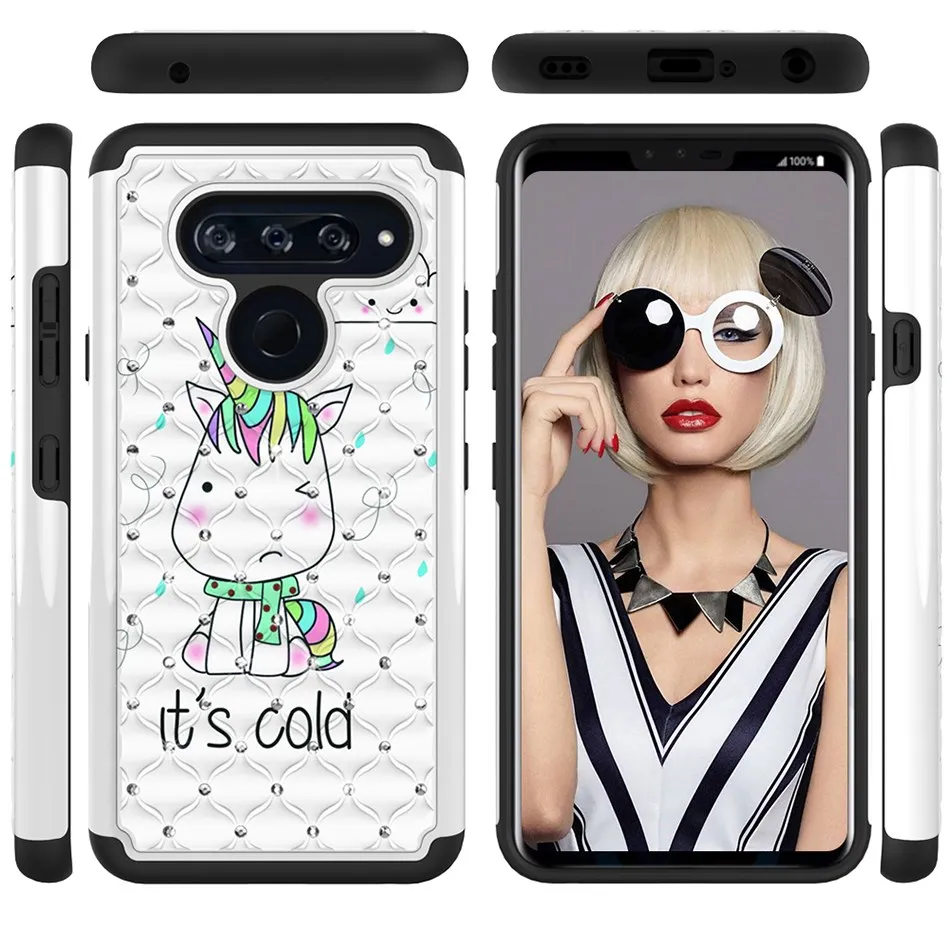 Силиконовый чехол Bling Rhineston для LG X Power 2 K20 Plus LV5 Aristo V40 ThinQ с рисунком Q Stylus C21|Бамперы|