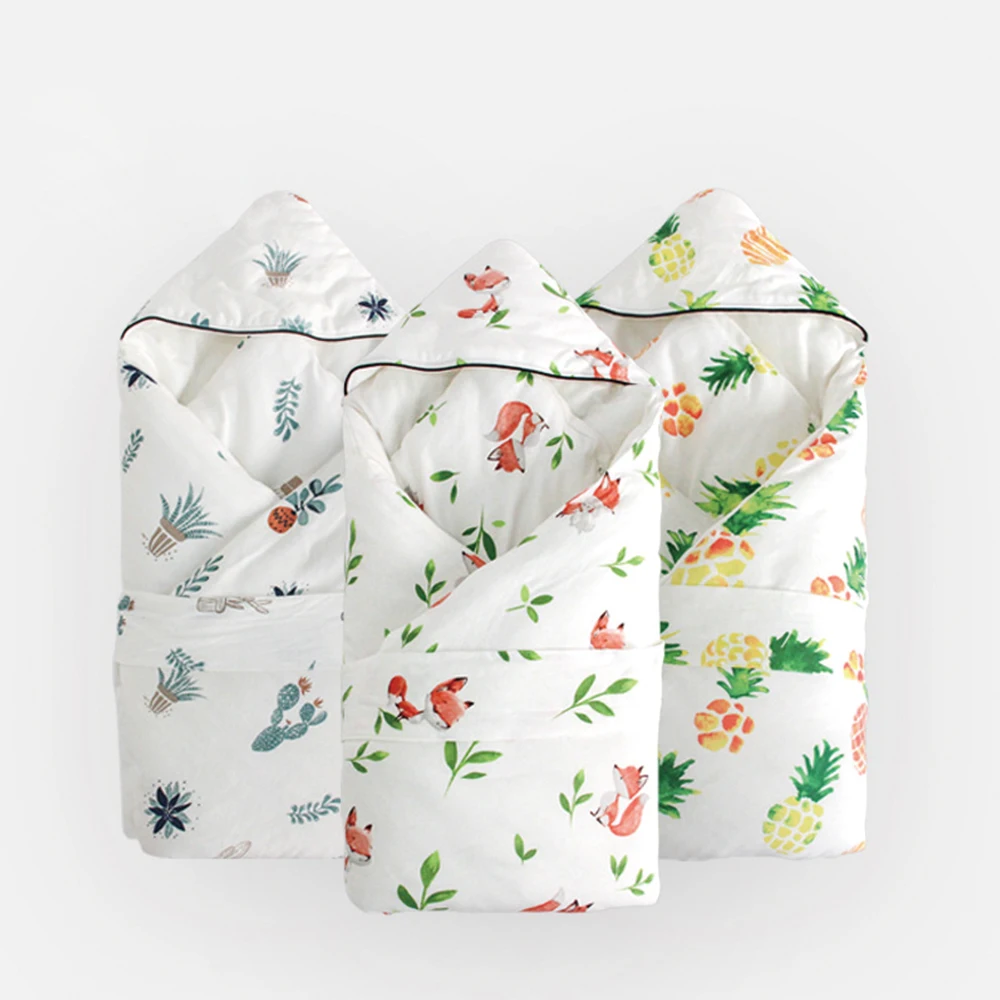 

Muslin Swaddle New Baby Blanket 100% Cotton Baby Swaddle Anti-Startle Sleep Bag Newborn Blanket Winter Thick Detachable Quilt