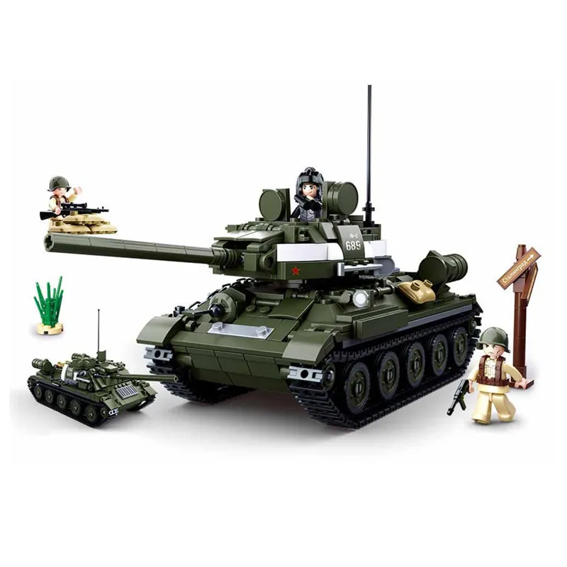 

World War II WW2 Police SWAT Soldier Military T-34 Medium Vehicle Tank Building Blocks Brick Toys Compatible With Lego