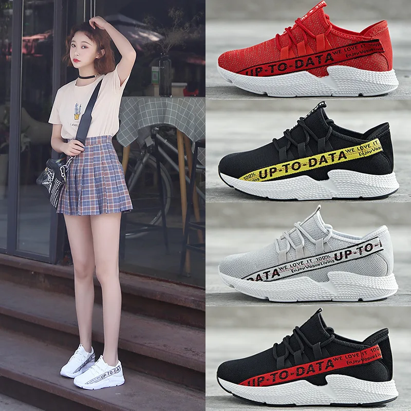 

2018 New Women's Shoes Large Size Air Mesh Breathable Couple Casual Shoes Fashion Sneakers Student Platform Shoes for Girl