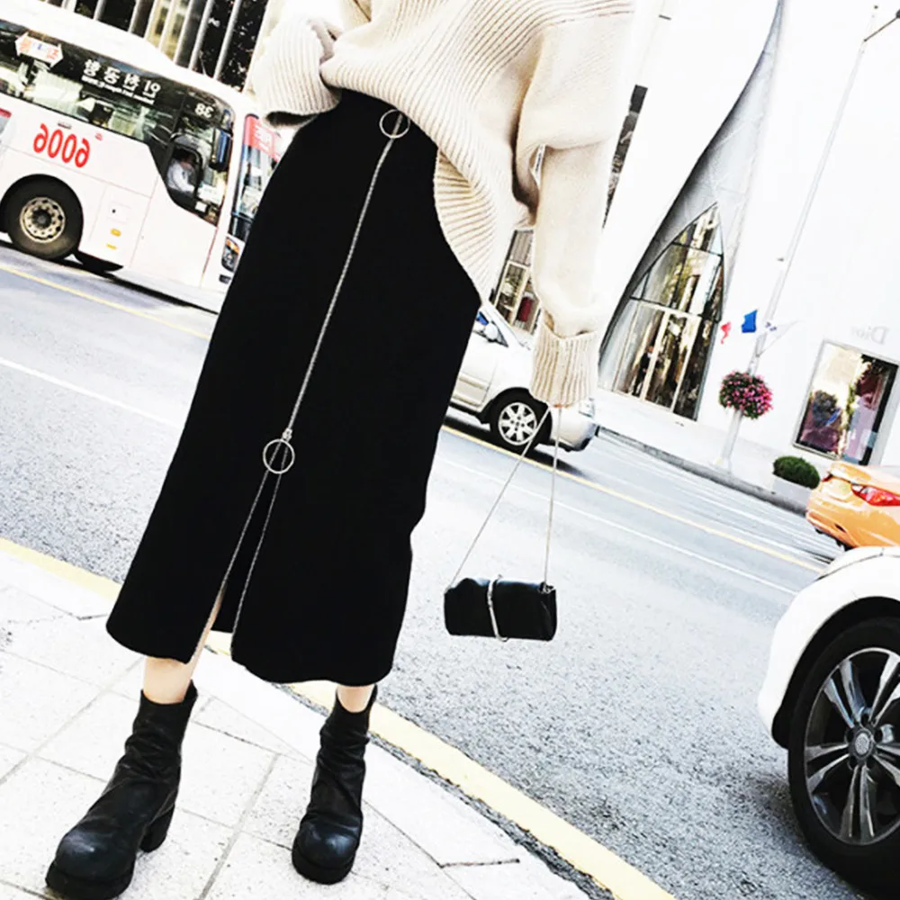 Skirts Sexy Chic Pencil Skirts Women Skirt Wool Women High-waisted Casual A-Line Skirt Cotton Long Wrap Butt Skirt_3.16