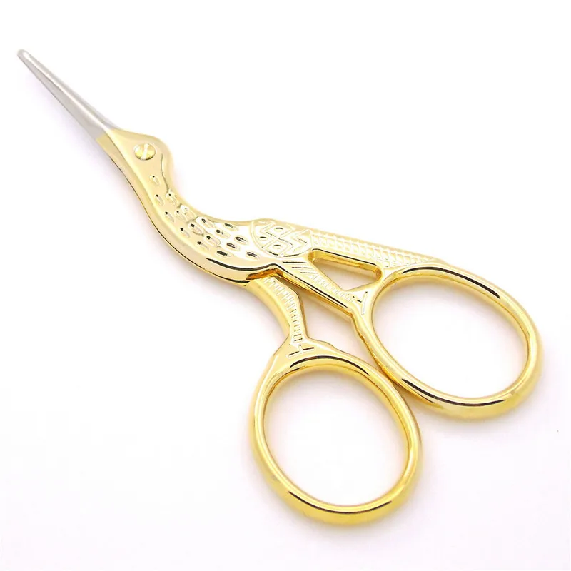 

1 PC Vintage Gold Crane Shape Stork Embroidery Sewing Tools Measures Retro Craft Shears CrossStitch Scissors P15