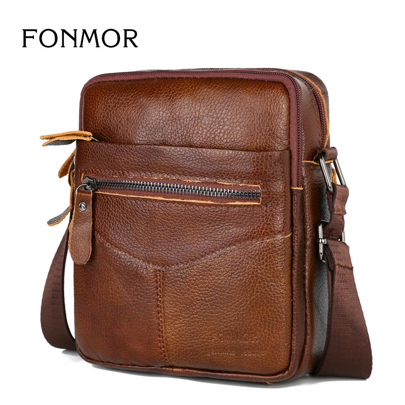 

FONMOR 2019 New Messenger Bags for Men Genuine Leather Shoulder Bags Causal Business Travel Crossbody Bags for Ipad Mini Bags
