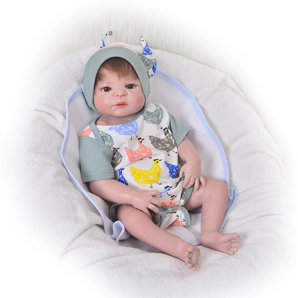 

Fashion 23 Inch Realistic Reborn Boy Doll 57 cm Full Silicone Vinyl Newborn Babies Dolls Bonecas Reborn Kid Gift Playmate Toys