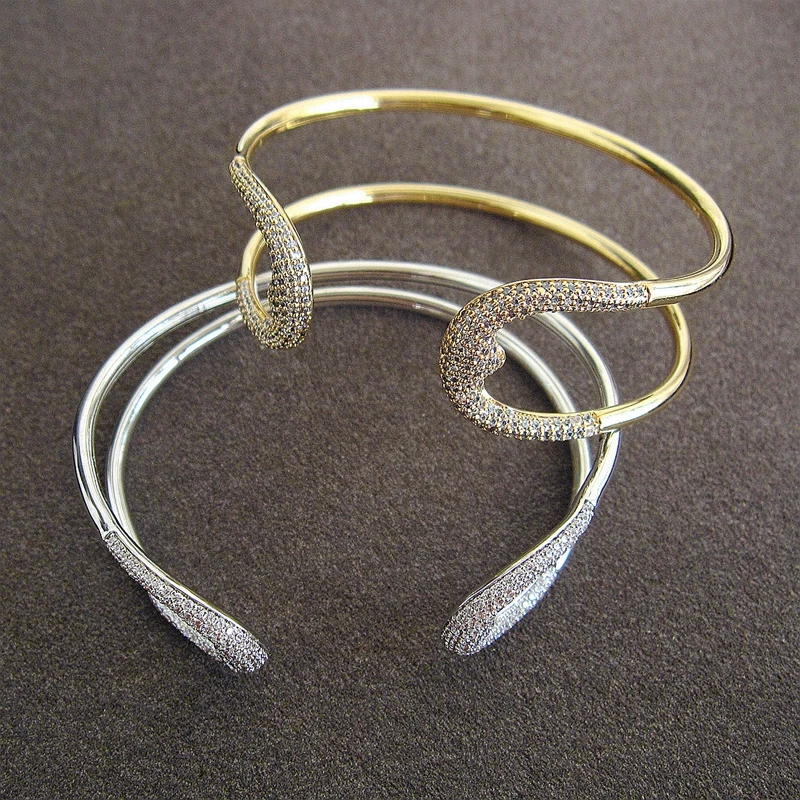 

Luxury micro pave setting AAA zirconia Classic hyperbolic bangle ,stunning jewelry,BLC008