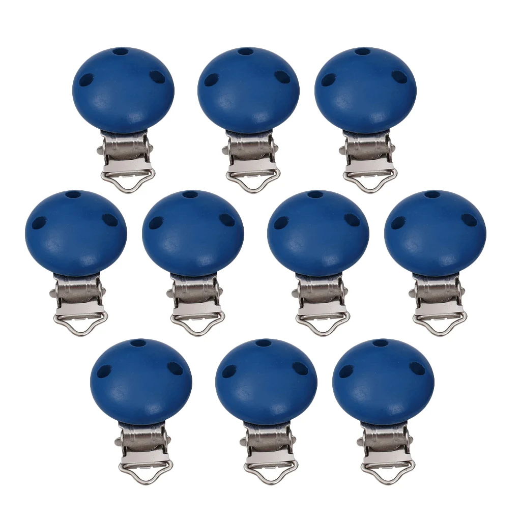 10 Pieces Baby Infant Toddler Newborn Pacifier Clips Wood Metal Holders Cute Infant Soother Clasp Feeding Supplies Bibs Burp Acc
