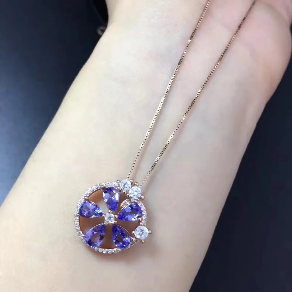 

Collier Collares Qi Xuan_Fashion Jewelry Blue Stone Necklaces_Rose Gold Color Fashion Blue Necklaces_Factory Directly Sales