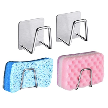 

1 Piece Kitchen Dishwashing Brush Sponge Holder Clip Durable Stainless Steel Sponge Drain Rack Drainer Drying Rack