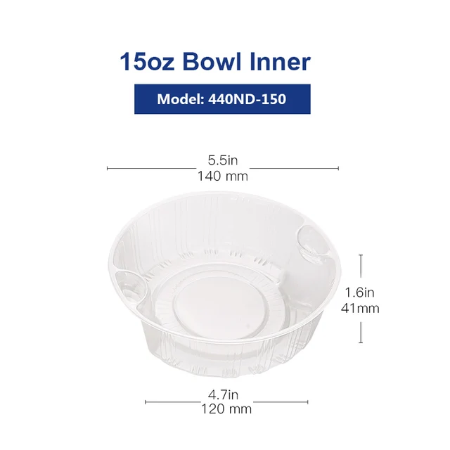 OTOR 440ml 590ml Disposable Plastic Inner Bowl Liner Layered Round Tray