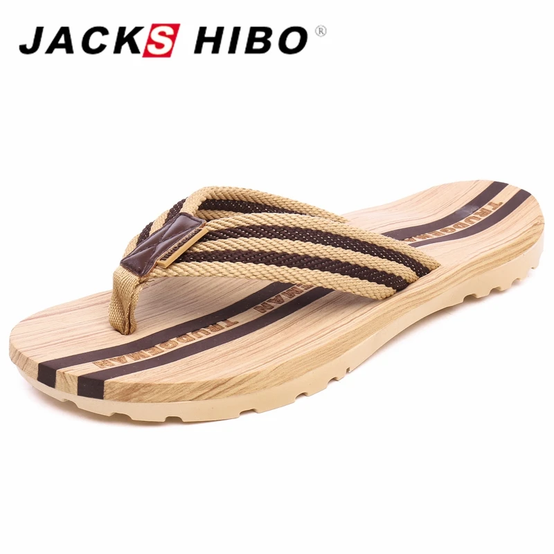 

JACKSHIBO Summer Slippers Men Striped Design Flip Flops Sandals Beach Slippers Casual Men's Shoes Chaussures Hommes