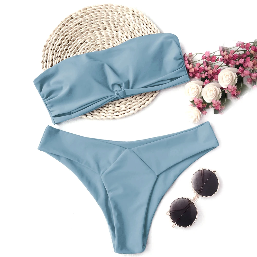 

2018 New Sexy Bikini Swimwear Women Swimsuit Brazilian Bikini Set Solid Halter Top Beach wear Bathing Suits For Women Biquini