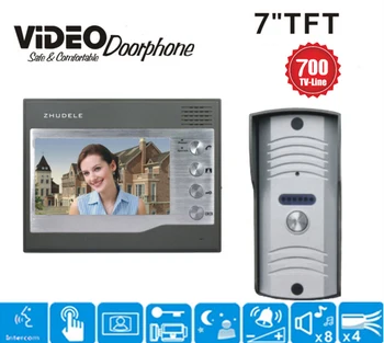 

ZHUDELE Exclusive starting 7" TFT LCD Home Security Video Door Phone Doorbell Intercom System with 1 Cameras + 1 Monitor