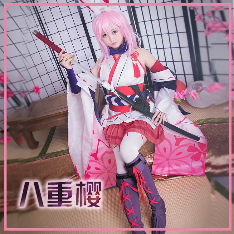 Honkai Impact 3rd Косплей Yae Sakura Косплей Костюм Yae Сакура кимоно костюмы на Хэллоуин с париком обувь меч