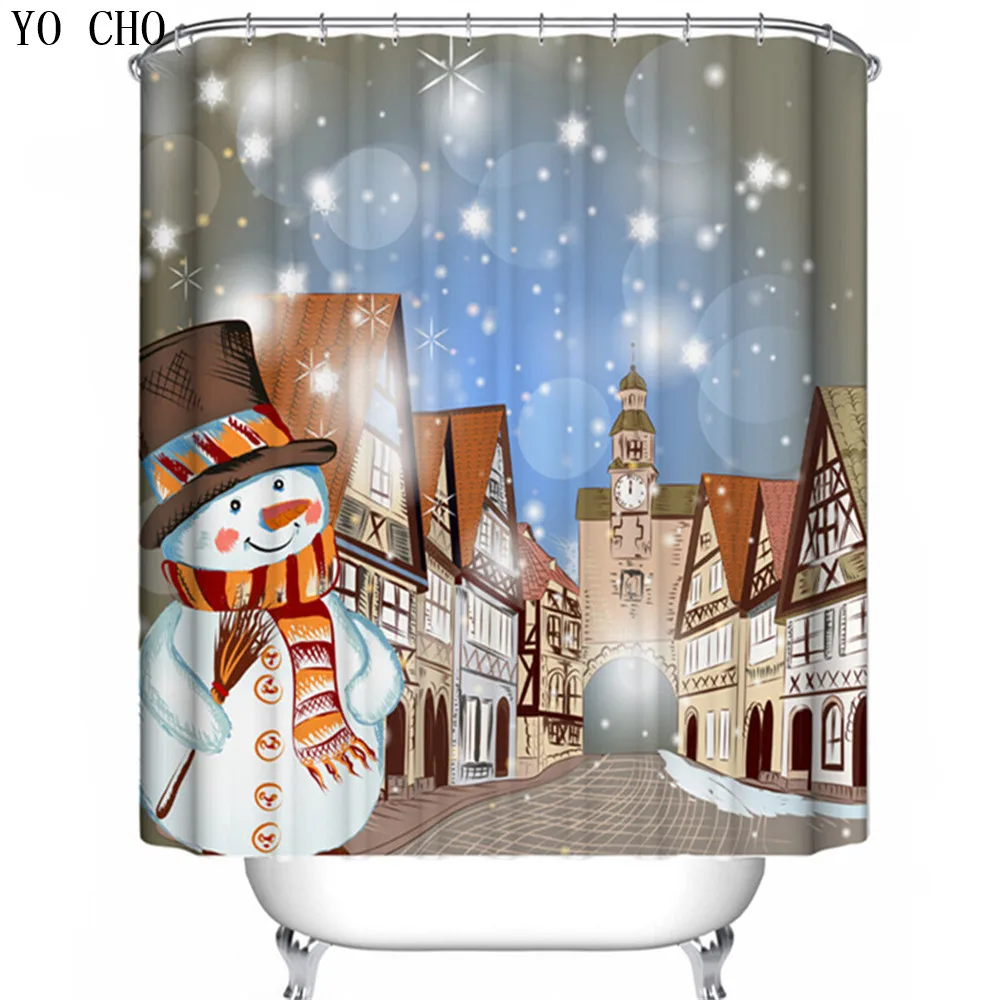 Rideau douche noel 3D Print Christmas ornaments Shower Curtain 7 Size