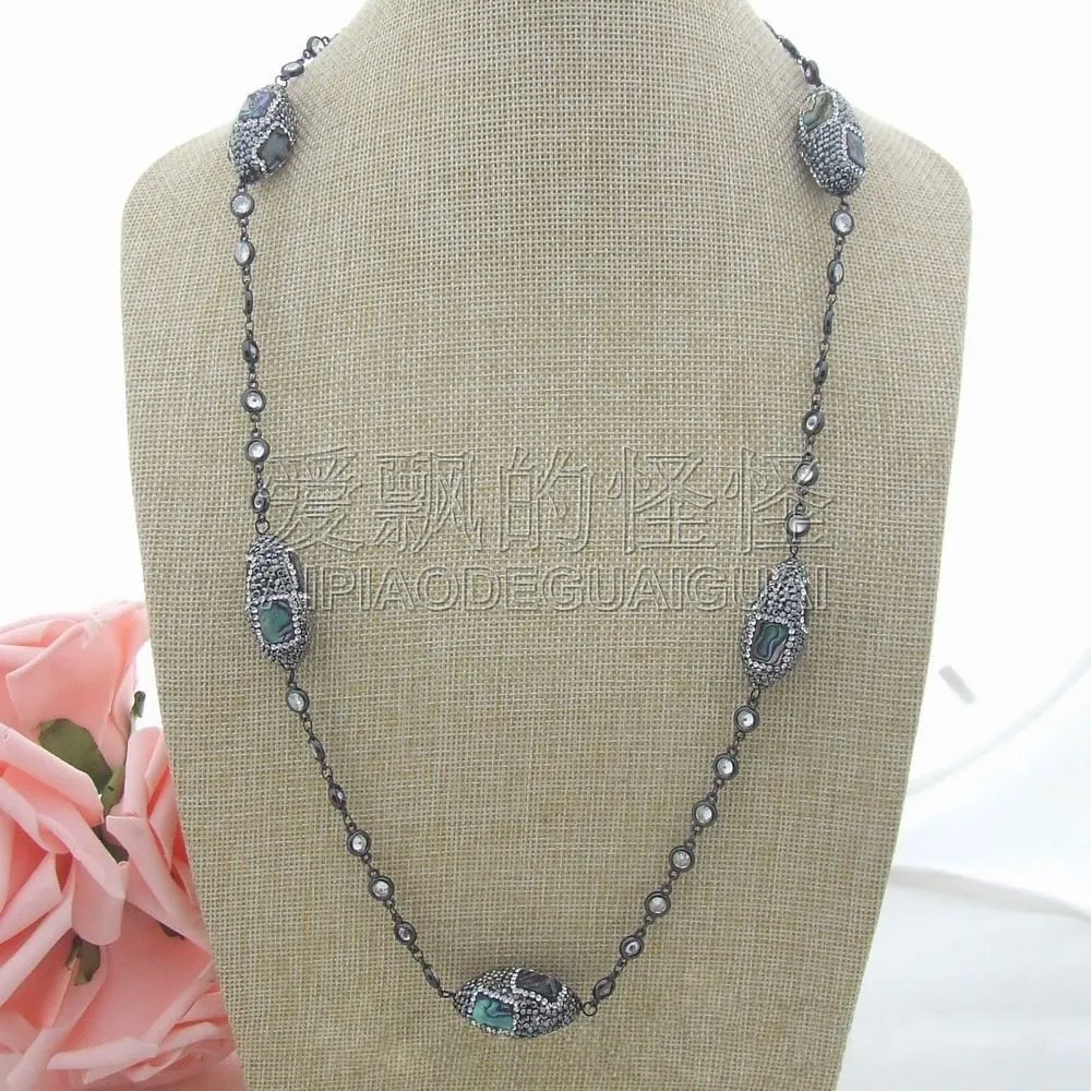 

Women's 28" Abalone Shell Crystal Chain Necklace