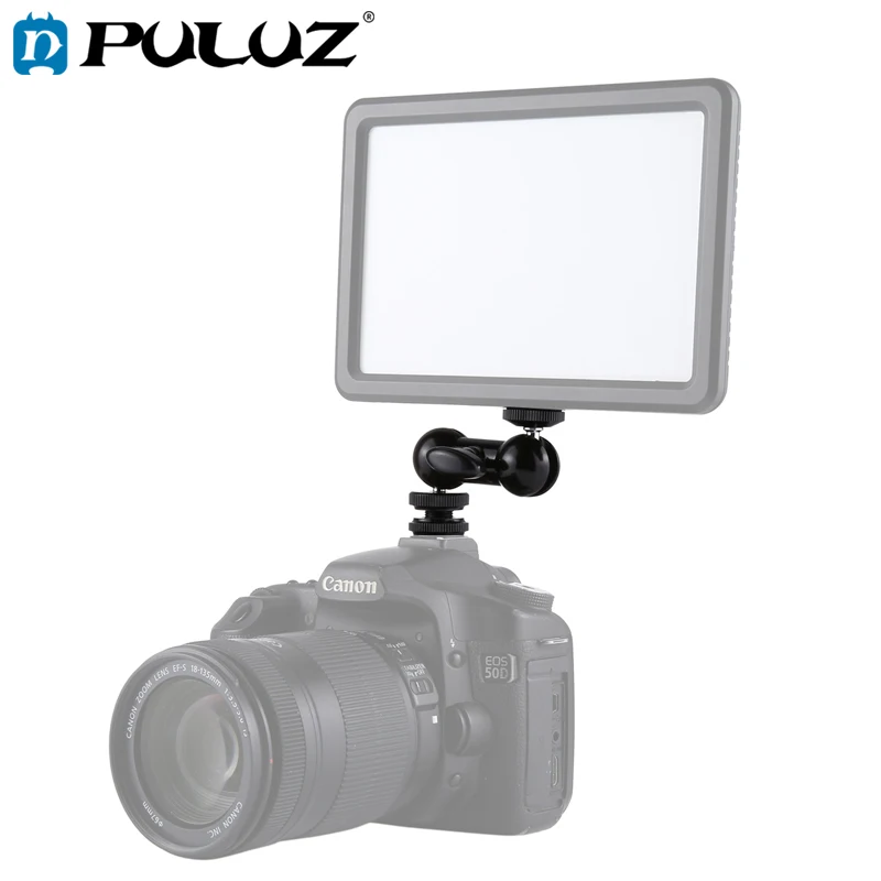

PULUZ Tripod Head Flash Hot Shoe Swivel Ball Head 1/4 inch Tripod Screw Magic Arm with Lock Black