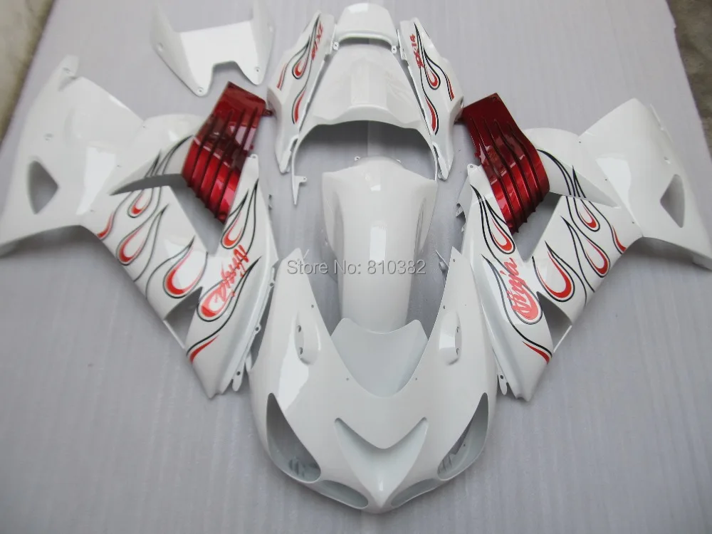 

Motorcycle Fairing kit for KAWASAKI Ninja ZX14R 2006 2007 Injection mold ZX14R 06 07 Double flames white Fairings+7 gifts SQ50