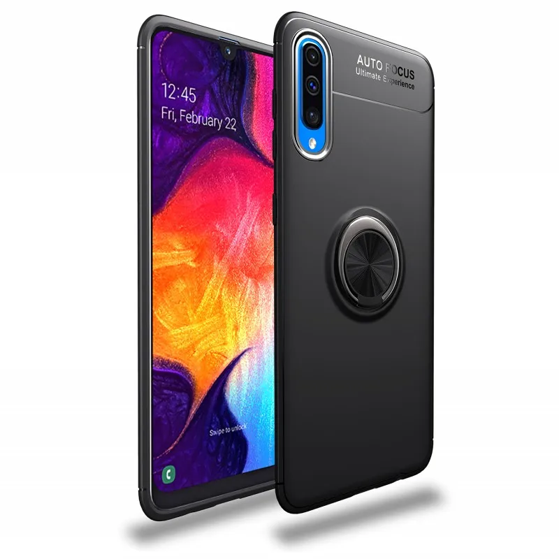 Чехол для samsung Galaxy A70 A50 A40 A30 A20 A10 A40s A7 A9 крышка кольцо подставка чехол для samsung Galaxy M30 M20 M10 крышка - Цвет: Black