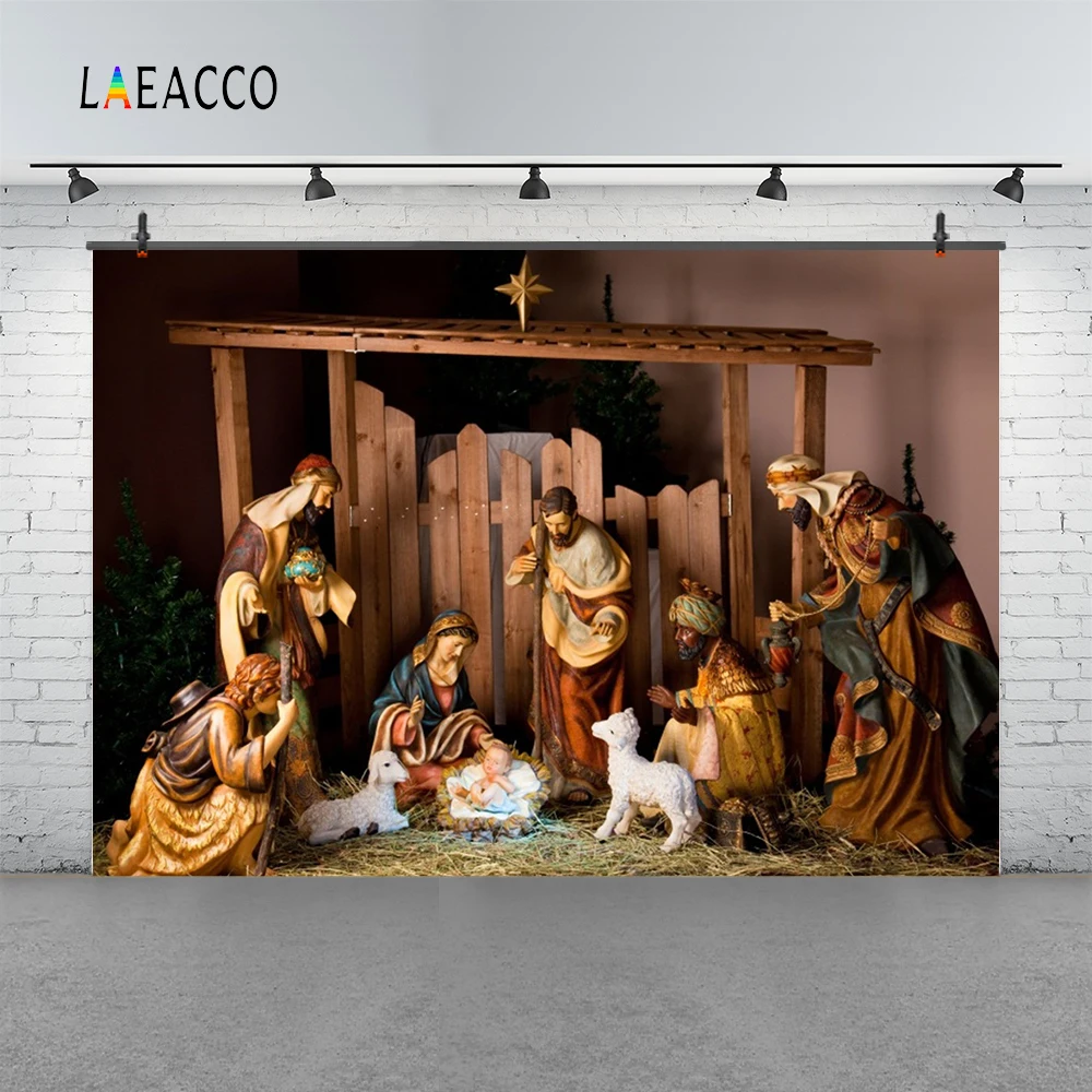 Laeacco Christian Jesus Nativity сцена Детские Рождественские фотографии фоны индивидуальные фотографические фоны для фотостудии