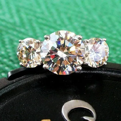 THREEMAN винтажное Ювелирное кольцо с тремя камнями 1,7 карат синтетические бриллианты Женское Обручальное кольцо на палец Белое золото свадебные украшения