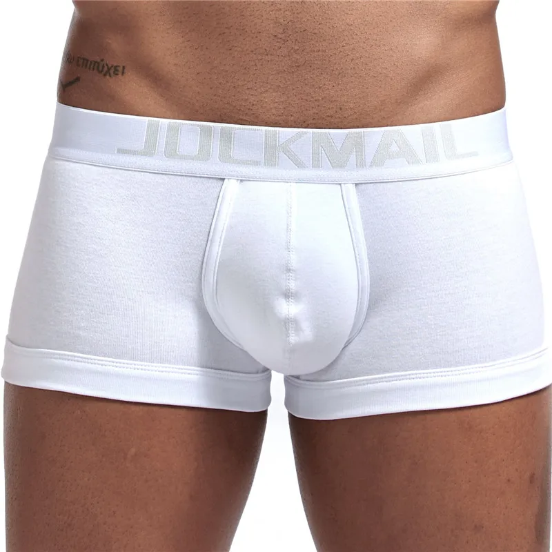 

JOCKMAIL Brand Men's Underwear Boxer Pants Cotton Low Waist Sexy Comfort U Convex boxer men Breathable White Men's Underwear