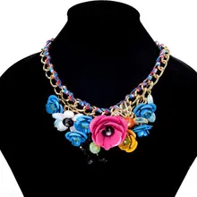 2018 delicado Joyeria colgantes de la cadena collar cristal grande de la flor collares Vintage gargantilla declaración collar joyería
